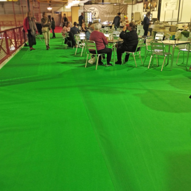 Revêtement textile vert pomme, moquette Orotex Revexpo pour stand professionnel