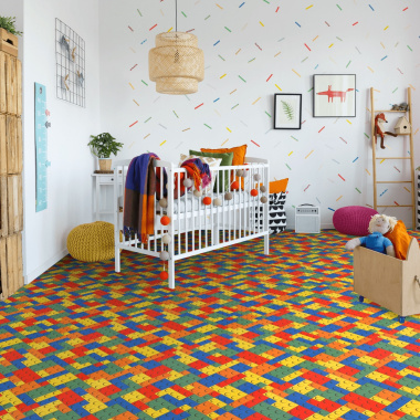 Tapis vinyle coloré et ludique pour bébé - modèle sur mesure Puzzle jeu de briques multicolore
