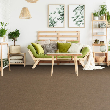 Sol Vinyle Textile Black Edition - Aspect béton ciré marron - Ambiance salon