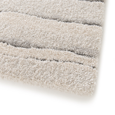 Tapis de salon doux à motif organique - Nube - Beige et gris - coin