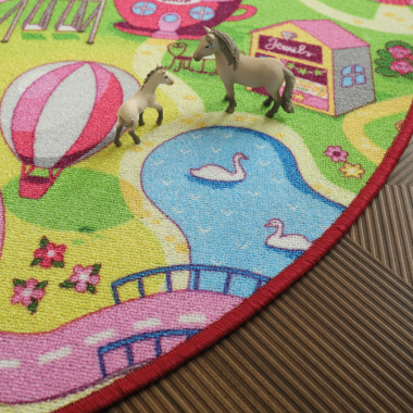 Tapis rond de jeu enfant circuit de voiture shopping - chambre enfant