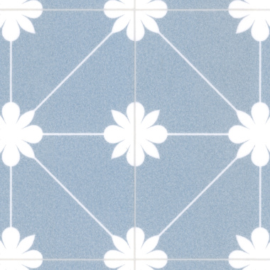 Vue rapprochée du sol vinyle Élite à carreaux Lexington Bloom - envers textile et pose rapide