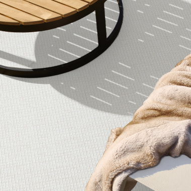 Tapis sur mesure Tissé plat aspect coton - Yoga - Blanc fleur de coton - extérieur