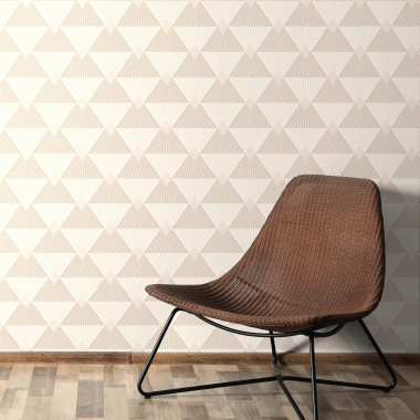 Papier peint expansé sur intissé - Rose gold - Motif Art Déco à paillettes - Décoration intérieure