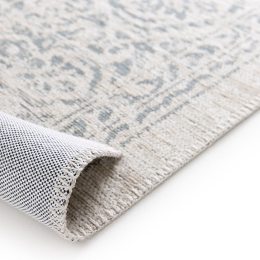 Tapis à motif oriental en tissu chenille recyclé Camélia gris - envers