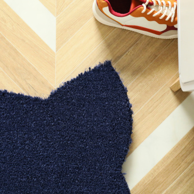 Paillasson Coco Chat Miaou bleu - vue de près