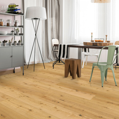 Lame Parquet contrecollé vernis mat Click à plat - Chêne Naturel - Bureau