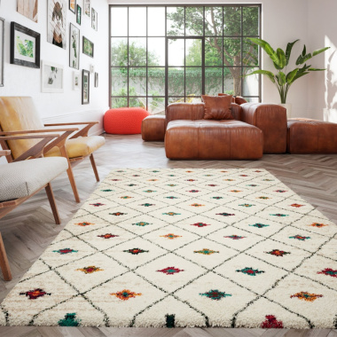 Tapis motif Berbère - Patan coloré - Ambiance salon