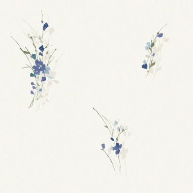 Papier peint vinyle expansé sur intissé - Aquarelle - Fleurs bleues - Sans perspective