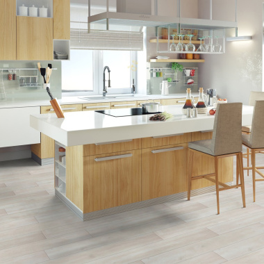 Parquet flottant Stratifié - Chêne Gris Diamant - Cuisine ouverte