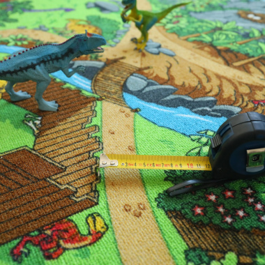 Tapis de jeu sur mesure - Circuit de voiture - Volcans et dinosaures - dimensions