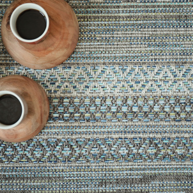 Tapis sur mesure tissé plat Aztlan bleu multicolor - vue de haut