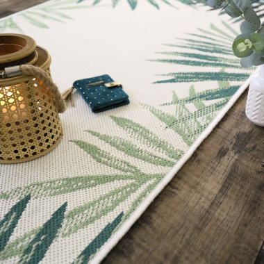 Tapis Tropical - Feuillages verts - Intérieur / Extérieur - Tranche