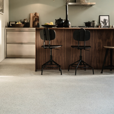 Sol Lino Tendance - Effet granit gris clair moucheté - Cuisine