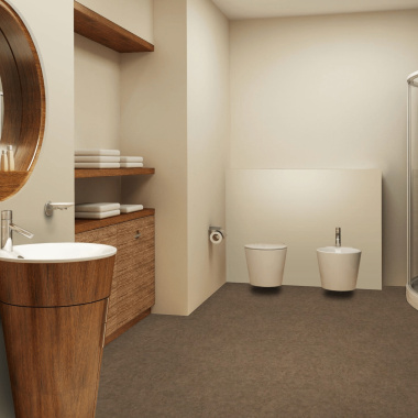 Sol Vinyle Textile Black Edition - Aspect béton ciré marron - Salle de bain