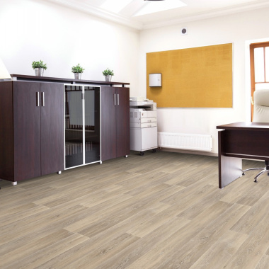 Sol Vinyle Envers Textile Harmonie - Aspect parquet chêne lin cérusé - bureau