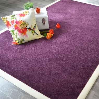 Tapis Bellaire violet ganse coton écru