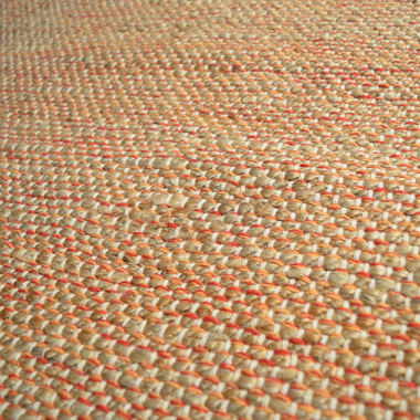 Tapis naturel en jute et coton - Néo-ethnique rouge - gros plan