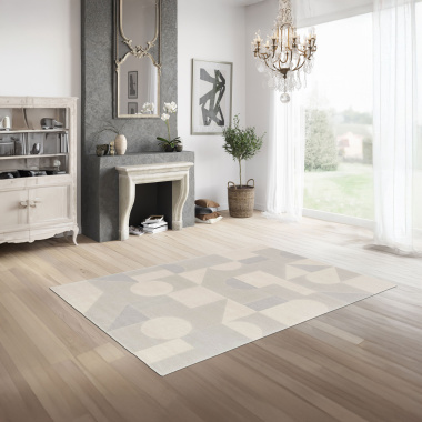 Tapis intérieur géométrique - Bahaus - Gris et beige naturel - salon