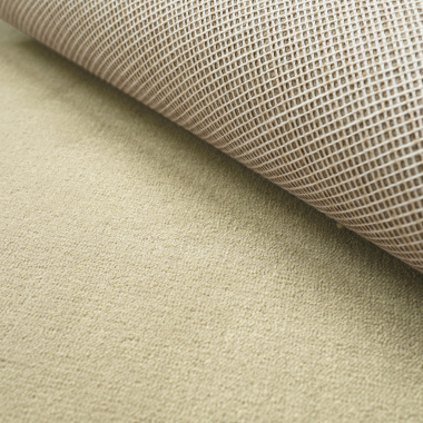 Tapis sur mesure Sylon crème retourné montrant l'envers