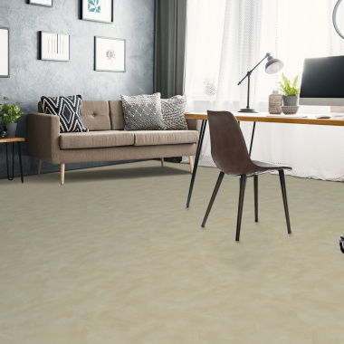 Sol Vinyle textile Rénove - Envers gris - Béton lissé sable - salon bureau