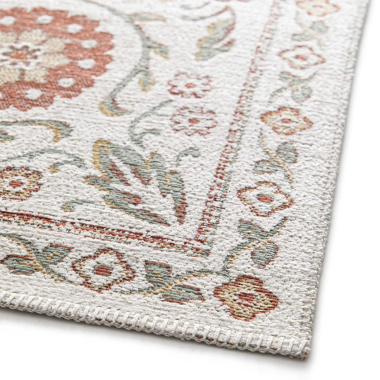 Angle du tapis souple Minia Pêche, en tissu chenille recyclée