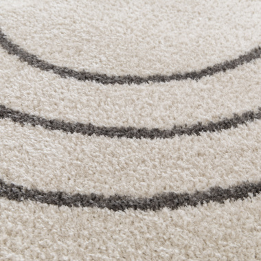 Tapis ovale en matière douce recyclée - Masha - Crème et taupe - vue de près