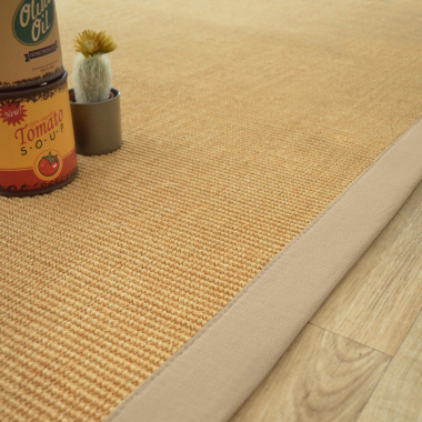 Tapis sisal Yucatan naturel ganse beige - Tranche