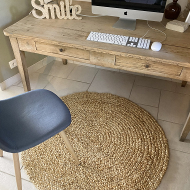 Tapis naturel rond Boho en Jute - Bureau