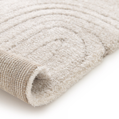 Tapis de salon doux à motif organique - Deva - Grège - envers