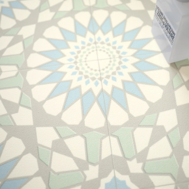 Sol Vinyle Style - Carreaux de ciment motif mosaïque - Vue de près