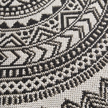 Tapis rond d'intérieur ou d'extérieur - Mandala - Noir - gros plan