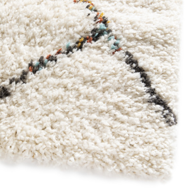 Tapis motif berbère - Nelya - Écru et traits multicolore - coin