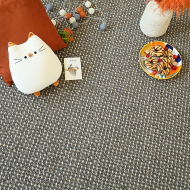 Tapis sur mesure Laine et sisal Caloundra grosses boucles - Gris - vue de loin