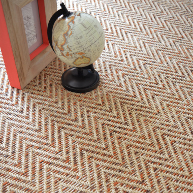 Tapis sur mesure Tissé plat Java Chevron nature - salon