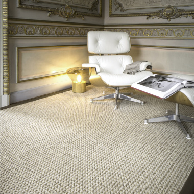 Tapis sur mesure Laine et Sisal Albury grosses boucles grège - salon
