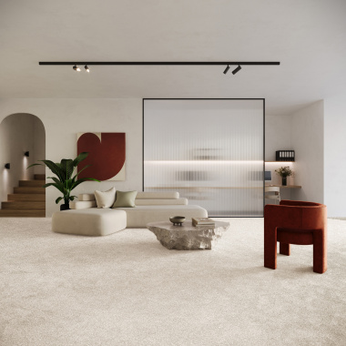 Moquette en polyester recyclé Re-cycle beige nude - salon