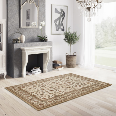 Tapis style persan en velours ras - Kiana - Beige antique - salon