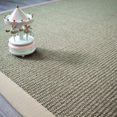 Tapis Sisal Quintana grège ganse coton grège - Tranche