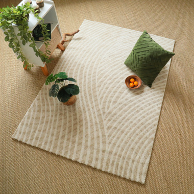 Tapis de salon ou chambre Méditation beige nude - vue de loin