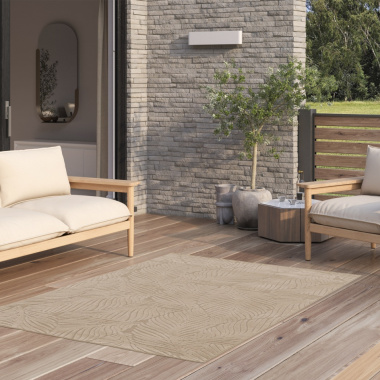 Tapis intérieur et extérieur en relief - Lauria - Beige - terrasse