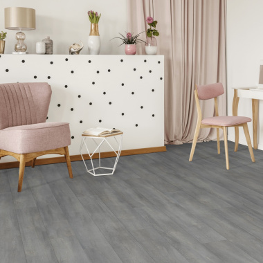 Sol Vinyle Textile Grande largeur - Parquet trait de scie - Chêne gris - bureau