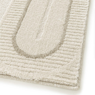 Tapis de salon courbe géométrique - Agosti - Écru et beige naturel - coin