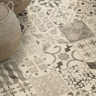 Tapis vinyle Carreaux de ciment - Noir dans un intérieur bohème