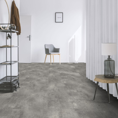 Sol Vinyle Textile Black Edition - Aspect béton griffé - Gris - Couloir