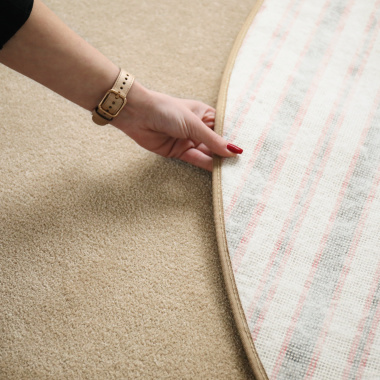 Tapis rond Hypnose beige nude Galon tabac - envers