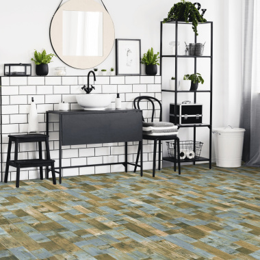 Sol Vinyle Podium - imitation Parquet bleuté - Salle de bain