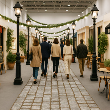 Moquette Stand imprimée pour création d'allée décorative façon Pavés anciens pour stand ou exposition