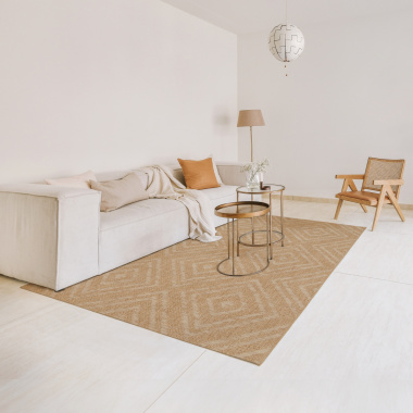 Tapis d'intérieur ou d'extérieur aspect naturel Inca marron clair - salon