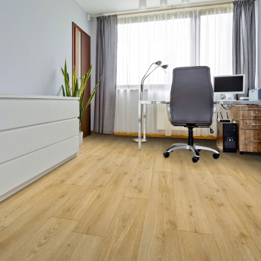 Sol vinyle Link Plus imitation bois - ambiance lumineuse dans bureau moderne